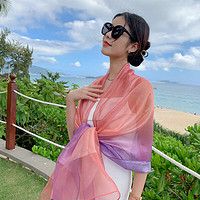 MAXVIVI 丝巾女长款超大旅游度假防晒披肩海边薄款沙滩巾礼盒装WSJ813145