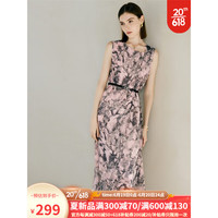 颜域(YANYEE)时尚气质无袖连衣裙女2023年夏季新款收腰显瘦气质时尚碎花裙 粉花 M/38
