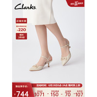 Clarks 其乐 紫罗兰系列女鞋2023春夏新款尖头包头一字带高跟凉鞋女 乳白色 261714314 37.5