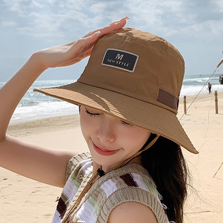 黛莎（DAISHA）新款帽子女夏季防晒透气太阳帽户外休闲登山渔夫帽遮阳帽 米色