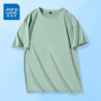 真维斯(JEANSWEST)冰丝网眼短袖T恤男夏季新款凉感十足透气速干卡通动漫印花五分袖 水绿 纯色 L