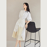 DUIBAI 对白 ×冯玮艺术家联名气质连衣裙女夏2023新款衬衫裙 白色沙发 160/M