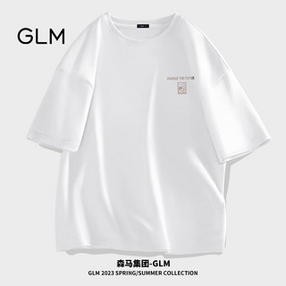 GLM 森马集团品牌酒红色t恤男纯棉质感夏季休闲简约重磅款潮牌短袖T恤 酒红#山雾前图 XXL