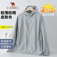 骆驼（CAMEL）男装 防晒衣夏季户外运动透气轻薄男士连帽外套衫夹克 XBF245078 灰色XL