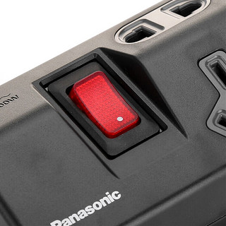 松下（Panasonic）WHC20264B 插座 六位分控接线板 插线板 插排拖线板 电源接线板 适用1P空调电视等 黑色