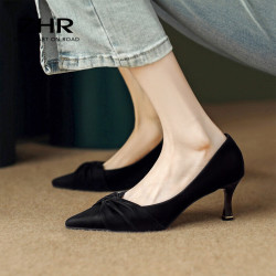 zhr女士单鞋_zhr 高跟鞋女细跟法式小香风ol纯色百搭通勤职业鞋女尖头