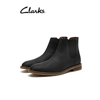 Clarks 其乐 杰克森系列男鞋切尔西靴男一脚蹬潮靴时尚翻毛皮短靴 黑色 261627297 39.5