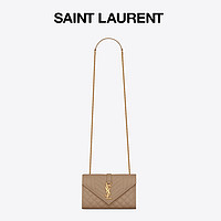 SAINT LAURENT 圣罗兰 ENVELOPE系列 女士牛皮革单肩包 600195BOW912826 灰棕色 小号