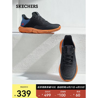 SKECHERS 斯凯奇 男鞋休闲鞋 运动鞋 一脚蹬减震舒适透气网面鞋 65867 黑色/海军蓝色/BKNV 45