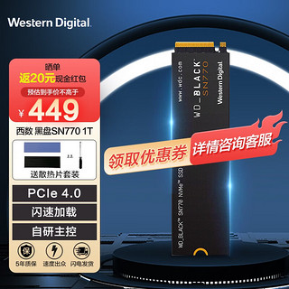 西部数据 WD）SN770 M.2 黑盘 SN770 1T+散热片套装