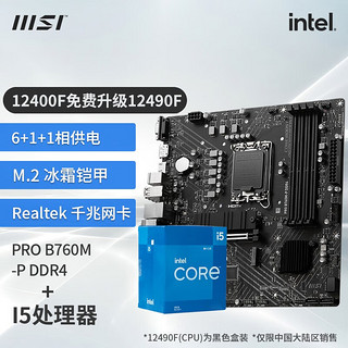 MSI 微星 板U套装 PRO B760M-P DDR4 I5 12490F