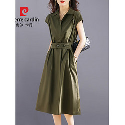 pierre cardin 皮尔·卡丹 皮尔卡丹（pierre cardin）衬衫连衣裙女2023夏季新款高级感小个子气质收腰显瘦别致休闲裙子