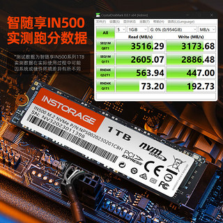 INSTORAGE 智随享 SSD M.2固态硬盘 IN500系列 1T（读3500Mb/S,写3000MB/S）