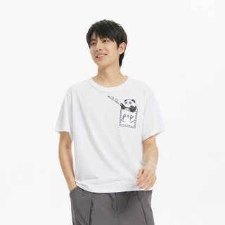 Mjstyle23年新款短袖T恤男女同款夏季熊猫印花黑色白色宽松大码 四小熊猫款（黑） L