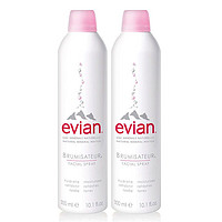 evian 依云 矿泉水喷雾300ml*2 敏感肌补水保湿定妆爽肤水 大瓶囤货套装