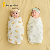 Tongtai 童泰 四季0-3个月新生儿婴幼儿男女宝宝床品抱被纯棉抱巾两件装