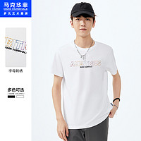 马克华菲创意字母刺绣印花短袖T恤男夏季新时尚 纯黑 180/XL