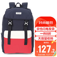 SUISSEWIN日系韩版双肩包男女情侣学生书包时尚休闲运动电脑背包21013G蓝白