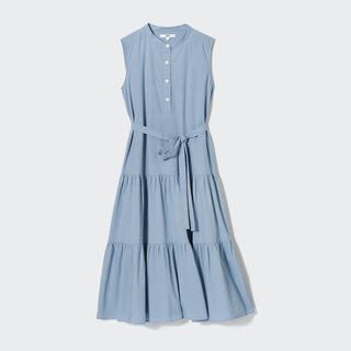 优衣库 女装 竹节纱无袖连衣裙(打褶 附口袋 夏季) 459246 UNIQLO