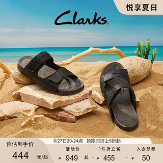Clarks其乐克鲁斯系列男士春夏魔术贴沙滩鞋休闲运动缓震凉鞋男 深棕色 261651887 41.5