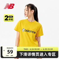 New Balance NB官方奥莱 女款夏季休闲印花时尚圆领针织短袖T恤