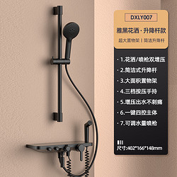diiib 大白 DXLY007 手持增压淋浴花洒套装 黑钻3功能升降杆+置物台