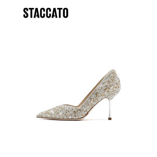 STACCATO 思加图 女士高跟鞋 ED726CQ3 香槟金 37