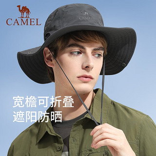 CAMEL 骆驼 户外渔夫帽男女大头围防晒遮阳钓鱼太阳帽子防紫外线显脸小潮 A0W3M2115-1，藏蓝 均码