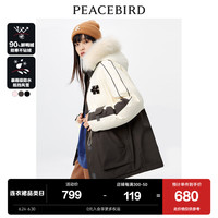 太平鸟中长款羽绒服女2022年冬季新款90绒连帽毛领派克服羽绒外套