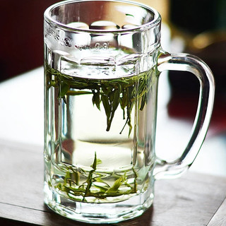 带把玻璃杯茶楼耐热泡茶杯家用喝水杯牛奶果汁杯加厚大容量扎啤杯