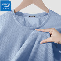 真维斯（JEANSWEST）网眼t恤男夏季短袖潮牌百搭半袖青少年透气凉感宽松纯色速干上衣 灰蓝 4XL(体重200斤-220斤)