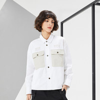 Dickies22秋季新款衬衫女工装系扣宽松外套 S 白色