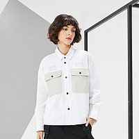 Dickies22秋季新款衬衫女工装系扣宽松外套 XL 白色