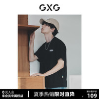 GXG男装 3D印花黑白圆领短袖T恤后背时尚潮流个性 2023年夏季新品 黑色 190/XXXL