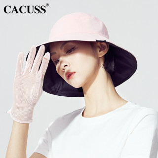 CACUSS帽子女春夏时尚防晒遮阳帽防紫外线大檐双面戴太阳帽户外渔夫帽C0304 粉色 中号 56-58CM