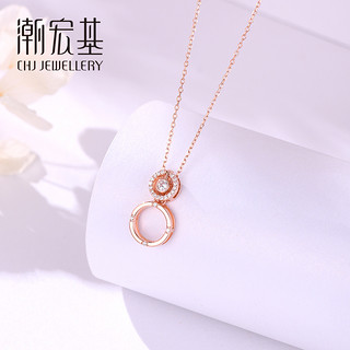 CHJ JEWELLERY 潮宏基 百搭圆925银镀金宝石项链