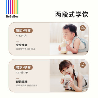 BeBeBus彩虹奶瓶杯学饮杯宝宝婴儿水杯吸管杯儿童6个月以上鸭嘴杯 270ml简约白 270mL