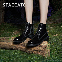 STACCATO 思加图 冬季新款英伦风时尚马丁靴圆头粗跟短筒靴女靴EC301DD1