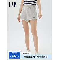 Gap 盖璞 女装夏季新款美式复古LOGO高腰法式圈织软卫裤590990运动短裤