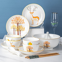 尚行知是 北欧新款简约陶瓷餐具菜盘碗筷子家用创意面碗鱼盘吃饭碗碟盘套装
