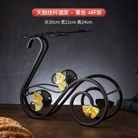 斯俐轩 家用红酒架摆件创意倒挂高脚杯挂架酒架酒瓶架红酒杯架子轻奢高档 天鹅挂杯酒架黑色 -4杯架;
