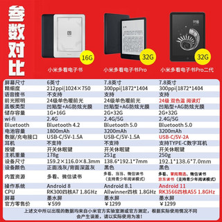 Xiaomi小米（MI） 多看电纸书智能办公触摸屏学生小说6英寸小说PDF水墨灯墨水屏阅读器迷你电子书阅览器礼品 多看电纸书+皮套-纯色十字纹 （蓝色）