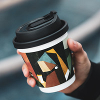 一次性咖啡杯带盖咖啡杯子奶茶热饮外带外卖杯打包杯纸杯定制logo