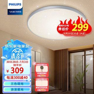 PHILIPS 飞利浦 吸顶灯卧室吸顶灯书房客厅灯圆形36W可调色温银色 星环