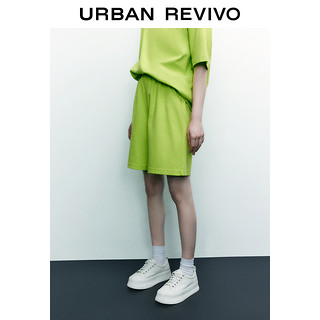 UR2023夏季新款女装运动风华夫格多色高腰松紧腰短裤UWU632023 S (165/66A) 黄绿