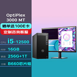 DELL 戴尔 Optiplex 3000 MT 十二代酷睿版 23.8英寸 台式机 黑色（酷睿i5-12500、核芯显卡、16GB、256GB SSD+1TB HDD）