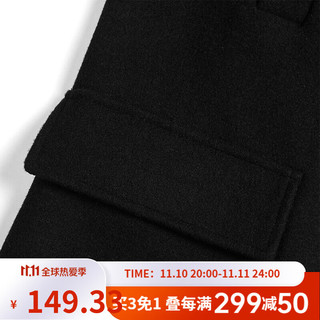 凡客诚品vancl冬款毛呢风衣男士大衣连帽中长款韩版呢子外套 黑色  XL