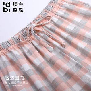 顶瓜瓜纯棉睡衣女秋冬套装青年睡裤微弹亲肤长袖长裤圆领口袋家居服可外出 樱花粉 XL