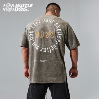 Muscle Dog 肌肉狗 潮牌运动t恤男夏季宽松美式印花男士休闲上衣训练健身短袖