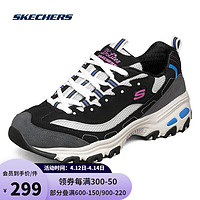 斯凯奇（Skechers）女复古运动老爹鞋拼色熊猫鞋 11947 BKBL黑色/蓝色 36